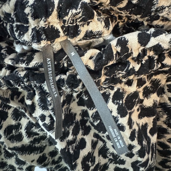 Anthropologie Black and Cream Leopard Print High Waist Shorts - Picture 3 of 3